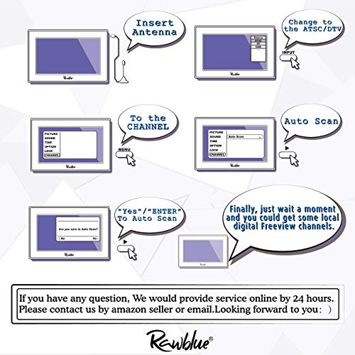 Rawblue 7 Inch Portable Digital TV ATSC TFT Screen Freeview LED TV.Built-in Battery Television/Monitor with Multimedia Player Support USB Card for Car,Caravan,Camping,Outdoor or Kitchen