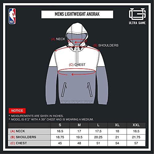 Ultra Game NBA Toronto Raptors Mens Quarter Zip Pullover Hoodie Windbreaker Jacket, Black, X-Large