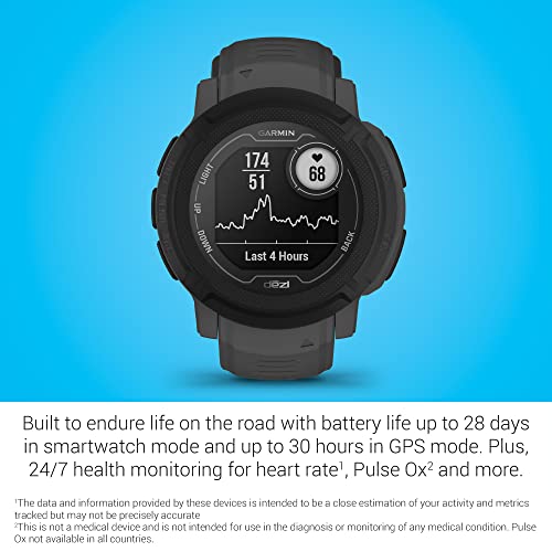 Garmin Instinct 2, dezl Edition, Rugged Trucking Smartwatch, Easy Break Planning, Compatible with the dezl OTR Navigator, Black