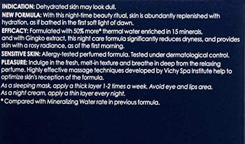 Vichy Aqualia Thermal Spa Face Night Cream and Overnight Mask with Hyaluronic Acid, Moisturizer for Face and Neck, Moisturizing Night Time Anti Wrinkle Cream, Light Scent, Paraben Free