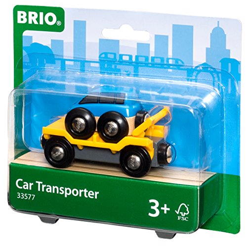BRIO World 33577 - Car Transporter - 2 Piece Wooden Toy Train Accessory for Kids Ages 3 and Up