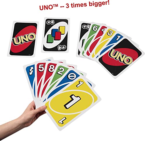 Mattel Games Giant UNO Card Game for Kids, Adults and Family Night, Oversized Cards and Customizable Wild Cards for 2-10 Players