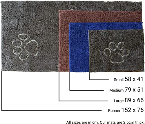 Dog Gone Smart Dirty Dog Microfiber Paw Doormat - Muddy Mats For Dogs - Super Absorbent Dog Mat Keeps Paws and Floors Clean - Machine Washable Pet Door Rugs with Non-Slip Backing | Medium Mist Grey