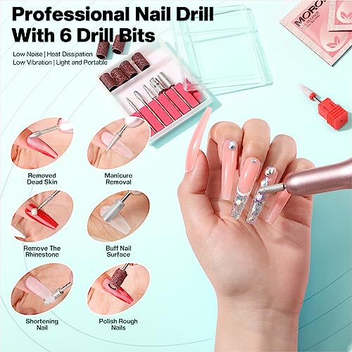 Morovan Dip Powder Nail Kit - 8 Colors Nail Dip Powder Kit With Nail Drill All In One Dip Nails Powder Starter Kit With Dip Powder Liquid Set Base and Top Coat Dipping Powder Nail Kit Salon DIY at Home