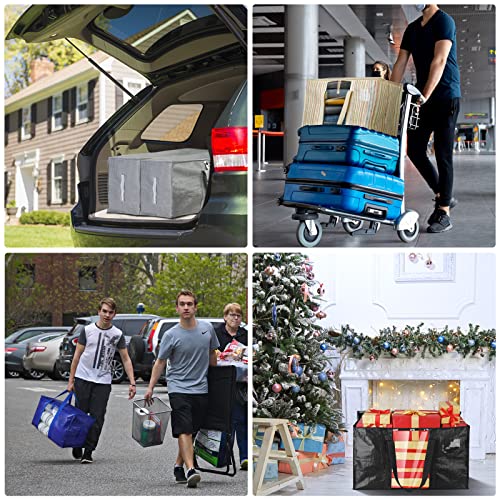 BALEINE 6-Pack Oversized Moving Bags with Reinforced Handles, Heavy-Duty Storage Tote Moving Supplies for Packaging, Camping (Black w/Window, 6-Pack)