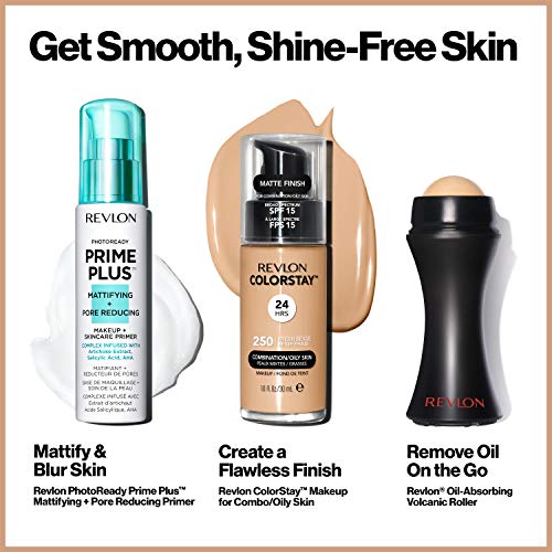 Liquid Foundation by Revlon, ColorStay Face Makeup for Combination and Oily Skin, SPF 15, Longwear Medium-Full Coverage with Matte Finish, Natural Tan (330), 1.0 Oz