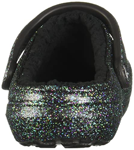 Crocs unisex adult Men's and Women's Classic Lined | Fuzzy Slippers Clog, Starry Skies Glitter, 7 Women 5 Men US
