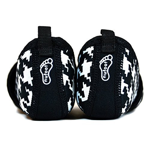 Nufoot Betsy Lou Women's Shoes, Foldable and Flexible Flats, Travel and Exercise Shoes, Dance Shoes, Yoga Socks, Indoor Shoes, Slippers, Black with White Hounds Tooth, Medium