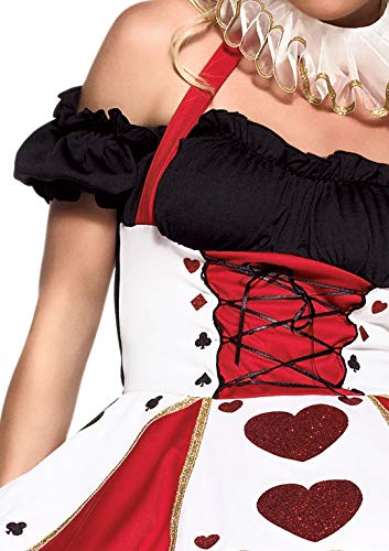 Leg Avenue 2 Piece Pretty Playing Card Dress and Neckpiece Set-Sexy Queen of Hearts Halloween Costume for Women, Red/Black, Small/Medium