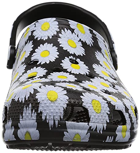 Crocs Unisex- Adult Classic Printed Floral Clogs, Black Daisy, 6 Women/4 Men