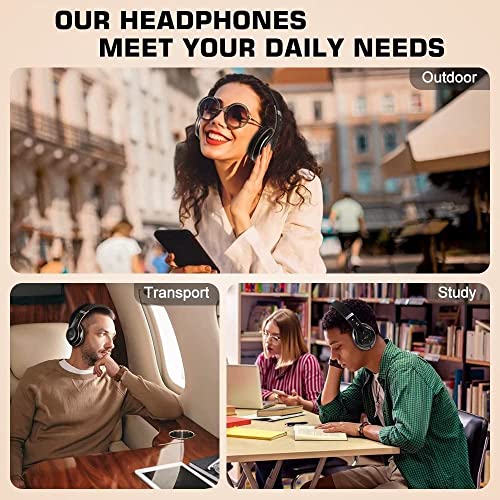 Prtukyt 6S Wireless Bluetooth Headphones Over Ear, Hi-Fi Stereo Foldable Wireless Stereo Headsets Earbuds with Built-in Mic, Volume Control, FM for Phone/PC (Black and Gold)