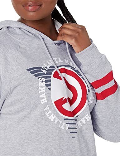 Ultra Game NBA Atlanta Hawks Womens Soft Fleece Pullover Hoodie Sweatshirt With Varsity Stripe, Heather Gray, Small