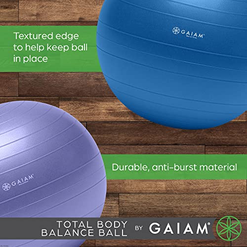 Gaiam 05-51982 Total Body Balance Ball Kit - Includes 65cm Anti-Burst Stability Exercise Yoga Ball, Air Pump and Workout Video - Green