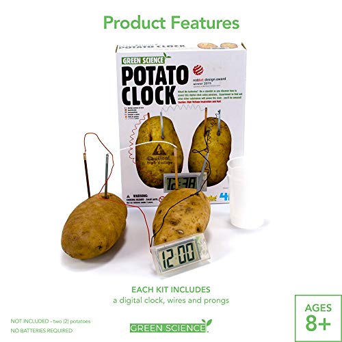 4M Potato Clock DIY Green Science Chemistry Engineering Lab - STEM Toys Educational Gift for Kids and Teens, Girls and Boys, Brown