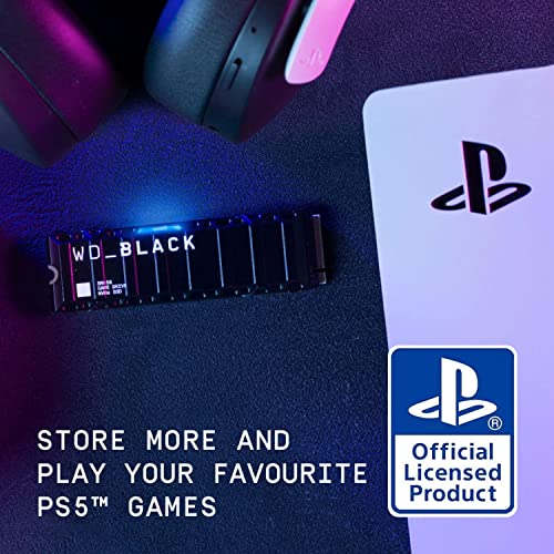 WD_BLACK 1TB SN850 NVMe SSD for PS5 Consoles Solid State Drive with Heatsink - Gen4 PCIe, M.2 2280, Up to 7,000 MB/s - WDBBKW0010BBK-WRSN