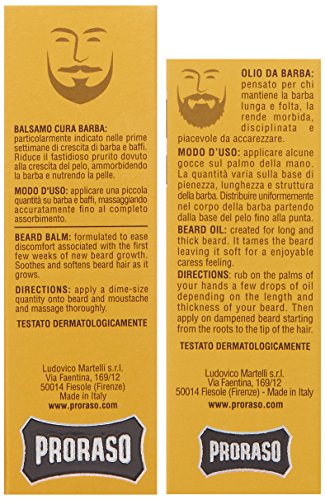 Proraso Beard Care Kit for Men | Wood and Spice Beard Wash, Oil and Balm Gift Set to Cleanse, Soothe and Soften All Beard Lengths and Skin Types