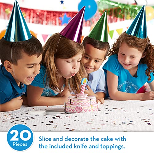 Melissa and Doug Triple-Layer Party Cake Wooden Play Food Set - Birthday Cake Pretend Food Play Set For Toddlers, Kids Ages 3+