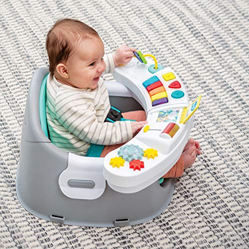 Infantino Music and Lights 3-in-1 Discovery Seat and Booster - Convertible Booster, Infant Activity Seat and Feeding Seat with Electronic Piano for Sensory Exploration, for Babies and Toddlers, Teal