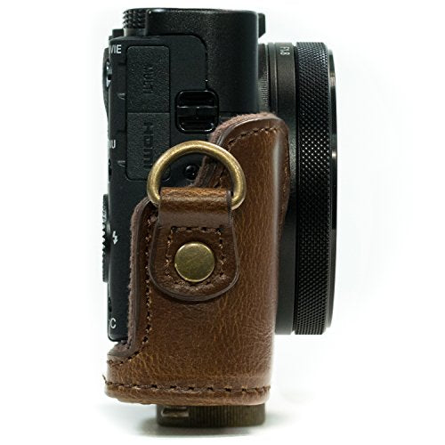MegaGear MG284 Sony Cyber-shot DSC-RX100 VI, DSC-RX100 V, DSC-RX100 IV, DSC-RX100 III Ever Ready Leather Camera Case with Strap - Dark Brown