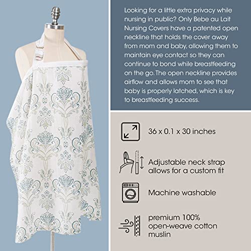 Bebe au Lait Nursing Cover, Apron, Shawl, Privacy Covers for Breast Feeding and Pumping, Breastfeeding Cover for Mom, Soft, and Breathable Muslin Cotton, Full Coverage, One Size Fits All - Isla