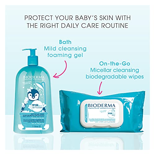 Bioderma - ABCDerm H2O Micellar Water - Micellar Cleansing Water - Baby and Kid Face and Body Wash - Sensitive Skin Micellar Water - Face Cleanser For Kids