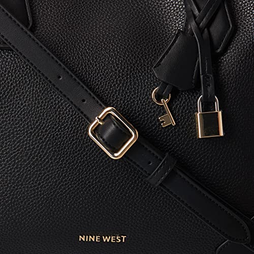 NINE WEST womens Brooklyn Jet Set Carryall SATCHEL, Black, One Size US