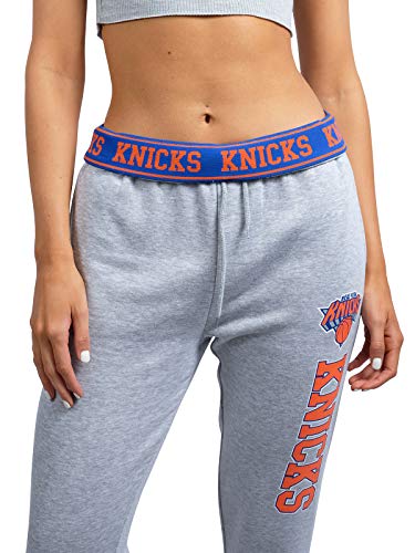 Ultra Game NBA New York Knicks Womens Jogger Pants Active Basic Fleece Sweatpants , Heather Gray, Medium