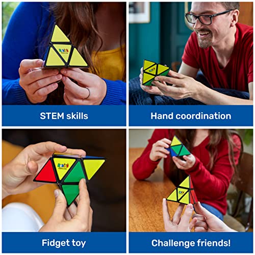 Rubik’s Pyramid, Pocket Color-Matching Triangular Travel Cubing Puzzle Retro Challenging Brain Teaser Fidget Toy, for Adults and Kids Ages 8 and up