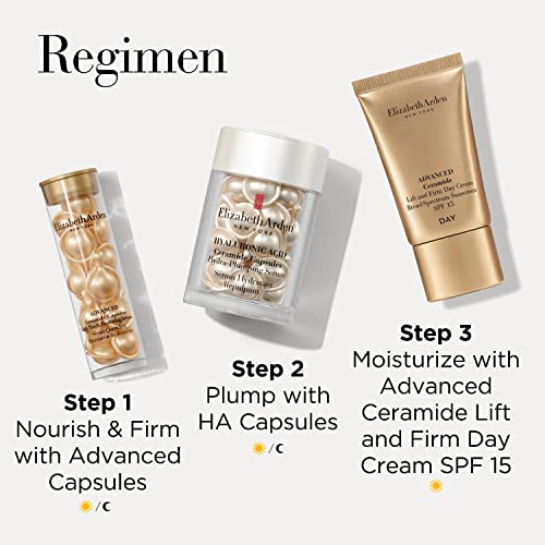 Elizabeth Arden 3 Piece Ceramide Skin Care Set, Lift and Firm Day Cream, Hylaruonic Acid Ceramide Capsules, Adavanced Ceramide Capsules