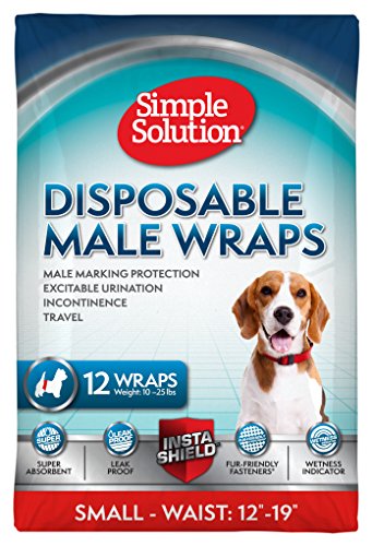 Simple Solution Disposable Dog Diapers for Male Dogs | Male Wraps with Super Absorbent Leak-Proof Fit | Excitable Urination, Incontinence, or Male Marking | Small | 12 Count
