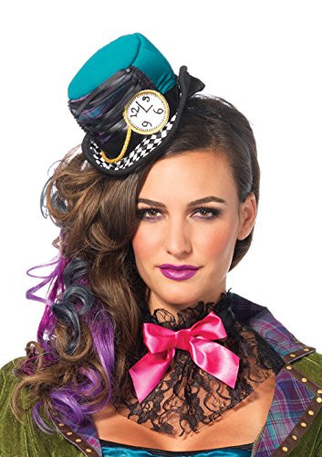 Leg Avenue 3 Piece Deluxe Mad Hatter Set-Sexy Velvet Coat Dress and Mini Top Hat Halloween Costume for Women, Multi, Small