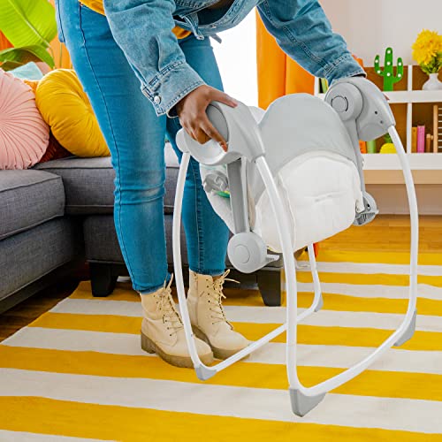 Bright Starts Whimsical Wild Portable Compact Automatic Deluxe Baby Swing with Music and Taggies, Newborn and up