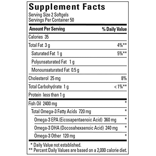 Nature Made 1200 mg Softgels, Fish Oil Supplements, Omega 3 Fish Oil for Healthy Heart Support, Omega 3 Supplement with 100 Softgels, 50 Day Supply
