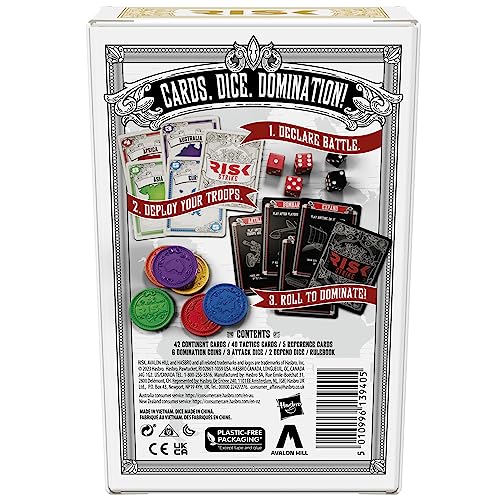 Hasbro Gaming Risk Strike Cards and Dice Game for Adults, Teens, and Kids Ages 10+, Quick-Playing Strategy Card Game for 2-5 Players, 20 Min. Average, Family Games