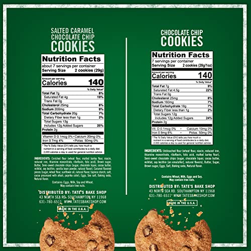 Tate's Bake Shop Cookies Variety Pack, Salted Caramel Chocolate Chip and Chocolate Chip Cookies, 4-7 oz Bags