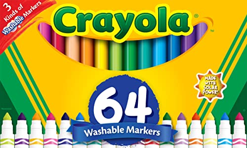 Crayola Washable Marker Set, School Supplies, Gel Markers, Window Markers, Broad Line Markers, 64ct