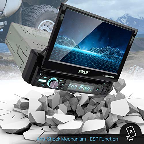Pyle Single DIN Head Unit Receiver - In-Dash Car Stereo with 7” Multi-Color Touchscreen Display - Audio Video System with Bluetooth for Wireless Music Streaming and Hands-free Calling - PLTS78DUB, BLACK
