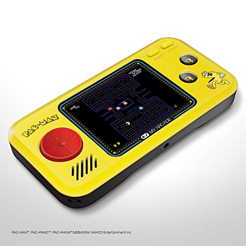 My Arcade Pocket Player Handheld Game Console: 3 Built In Games, Pac-Man, Pac-Panic, Pac-Mania, Collectible, Full Color Display, Speaker, Volume Controls, Headphone Jack, Battery or Micro USB Powered