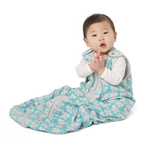 baby deedee Wearable Blanket Baby and Newborn, Baby Sleeping Bag, Sleeping Sack, Sleep Nest Lite, Teal Elephant, Small (0-6 Months)