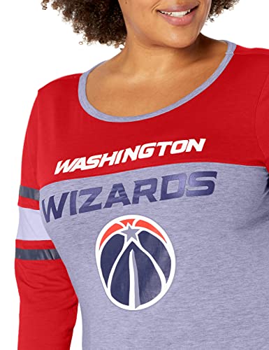 Large Ultra Game NBA Washington Wizards Womens T-Shirt Raglan Baseball 3/4 Long Sleeve Tee Shirt, Team Color