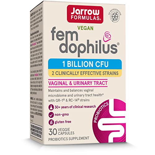 Jarrow Formulas Fem-Dophilus - 1 Billion CFU Per Serving - 2 Clinically Studied Strains - Women’s Probiotic Supplement - Urinary Tract Health and Vaginal Health - Up to 30 Servings (Packaging May Vary)