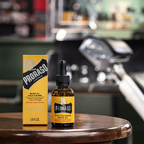 Proraso Beard Oil for Men to Tame, Smooth and Condition Beard Hair - Wood and Spice, 1 Fl Oz (Pack of 1)
