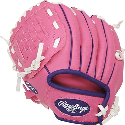 Rawlings Players Series 9' Youth Baseball Glove Left Hand Throw, Pink/Purple