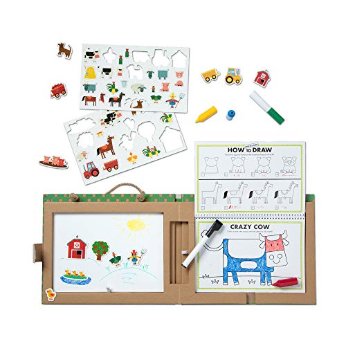 Melissa and Doug Natural Play: Play, Draw, Create Reusable Drawing and Magnet Kit – Farm (38 Magnets, 5 Dry-Erase Markers)