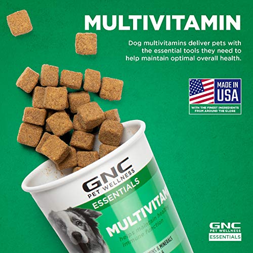 GNC for Pets Essentials Dog Multivitamin Soft Chews | 60 ct Salmon Oil Dog Supplement Immune Booster | Chicken Flavor Chewable Dog Multivitamin with Vitamins and Minerals, White