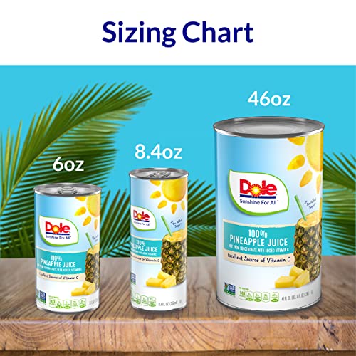 Dole Pineapple Juice, 100% Fruit Juice with Added Vitamin C, 6 Fl Oz (Pack of 6), 48 Total Cans