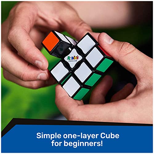 Rubik's Edge, 3x3x1 Cube for Beginners Single Layer Puzzle Retro Educational Brain Teaser Travel Fidget Toy, for Adults and Kids Ages 8 and up