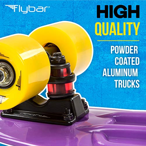 Flybar 22 Inch Kids Skateboard – Penny Board, Mini Cruiser Skateboards for Kids Ages 6-12, Outdoor Toys, Lightweight, Durable, Non-Slip Deck, ABEC-7 Bearings, Holds up to 175 lbs (Purple)