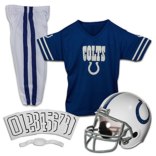Franklin Sports Indianapolis Colts Kids Football Uniform Set - NFL Youth Football Costume for Boys and Girls - Set Includes Helmet, Jersey and Pants - Small