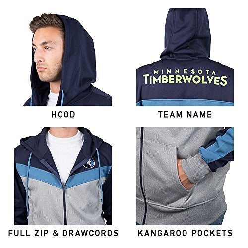 Ultra Game NBA Indiana Pacers Mens Soft Fleece Full Zip Jacket Hoodie, Team Color, Large